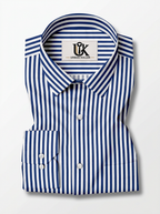 Men’s Royal Blue & White Vertical Stripe Regular Fit Formal Casual Shirt, Full & Half Sleeve