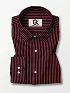 Men's Maroon Pinstripe Formal Shirt Regular Fit | Full & Half Sleeve