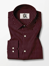 Men's Maroon Pinstripe Formal Shirt Regular Fit | Full & Half Sleeve