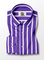 Men's Royal Purple & White Striped Regular Fit Formal Shirt | Full & Half Sleeve
