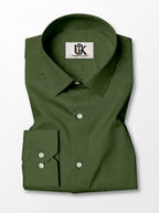 Men’s Army Olive Green Solid Regular Fit Formal Casual Shirt, Full & Half Sleeve