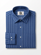Men's Blue Vertical Stripe Formal Shirt Regular Fit | Full & Half Sleeve