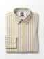 Men's White Gold Pinstripe Regular Fit Formal Shirt | Full & Half Sleeve