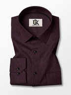 Men's Wine Micro Pinstripe Formal Shirt Regular Fit | Full & Half Sleeve