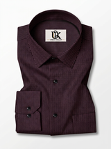 Men's Wine Micro Pinstripe Formal Shirt Regular Fit | Full & Half Sleeve