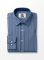 Men's Steel Blue & Navy Vertical Striped Regular Fit Formal Shirt | Full & Half Sleeve