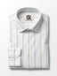 Men's White & Mint Green Striped Regular Fit Formal Shirt | Full & Half Sleeve