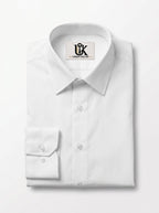 Men’s Bright White Solid Regular Fit Formal Casual Shirt, Full & Half Sleeve