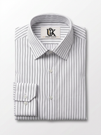 Men's White Black Pinstripe Regular Fit Formal Shirt | Full & Half Sleeve