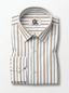 Men's White Brown & Grey Striped Regular Fit Formal Shirt | Full & Half Sleeve