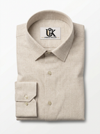 Men’s Natural Oatmeal Beige Textured Regular Fit Formal Casual Shirt, Full & Half Sleeve