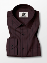 Men's Coffee Brown Pinstripe Formal Shirt Regular Fit | Full & Half Sleeve