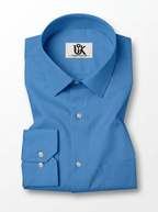 Men’s Cerulean Blue Textured Regular Fit Formal Casual Shirt, Full & Half Sleeve