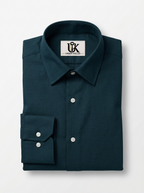 Men’s Deep Teal Blue Textured Regular Fit Formal Casual Shirt, Full & Half Sleeve