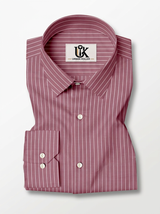 Men's Dusty Rose Pink & White Striped Regular Fit Formal Shirt | Full & Half Sleeve