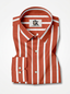 Men's Rust Orange & White Striped Regular Fit Formal Shirt | Full & Half Sleeve