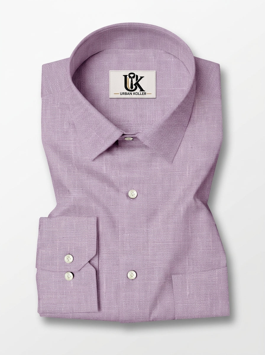 Men’s Lavender Lilac Textured Regular Fit Formal Casual Shirt, Full & Half Sleeve Secondary image
