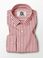 Men's White & Rose Pink Striped Regular Fit Formal Shirt | Full & Half Sleeve