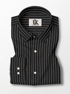 Men’s Black & Grey Pinstripe Regular Fit Formal Casual Shirt, Full & Half Sleeve
