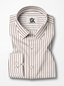 Men’s White & Brown Vertical Stripe Regular Fit Formal Casual Shirt, Full & Half Sleeve