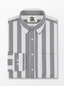 Men's White & Grey Vertical Striped Regular Fit Formal Shirt | Full & Half Sleeve