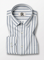 Men's White & Light Grey Striped Regular Fit Formal Shirt | Full & Half Sleeve