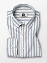 Men's White & Light Grey Striped Regular Fit Formal Shirt | Full & Half Sleeve