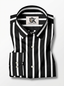 Men's Black & White Striped Regular Fit Formal Shirt | Full & Half Sleeve
