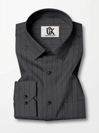Men's Charcoal Grey Pinstripe Shirt Premium Regular Fit Formal Office Business Wear