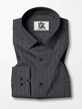 Men's Charcoal Grey Pinstripe Shirt Premium Regular Fit Formal Office Business Wear