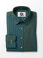 Men's Teal Green & Olive Vertical Striped Regular Fit Formal Shirt | Full & Half Sleeve