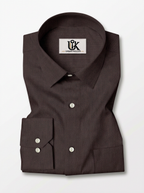 Men’s Dark Chocolate Brown Textured Regular Fit Formal Casual Shirt, Full & Half Sleeve
