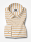 Men's White & Beige Horizontal Striped Regular Fit Formal Shirt | Full & Half Sleeve