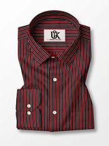Men's Black, Red & White Pinstriped Regular Fit Formal Shirt | Full & Half Sleeve