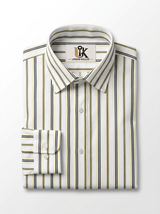 Men's White Gold & Black Stripe Regular Fit Formal Shirt | Full & Half Sleeve