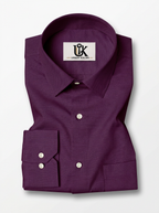 Men’s Royal Plum Purple Textured Regular Fit Formal Casual Shirt, Full & Half Sleeve