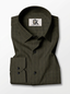 Men's Dark Olive Green Pinstripe Shirt Regular Fit Premium Formal Business Casual Wear