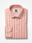 Men's Coral Peach & White Striped Regular Fit Formal Shirt | Full & Half Sleeve