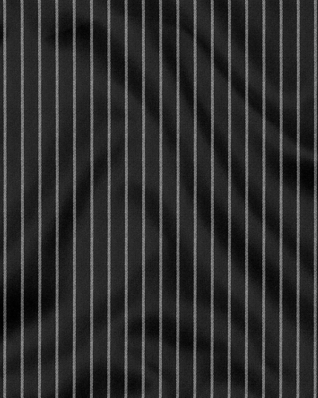 Ebony Black and Snow White Stripes Oxford Cotton Shirt