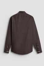 Men’s Dark Brown Solid Formal Shirt, Full Sleeve Point Collar Office and Business Casual Wear