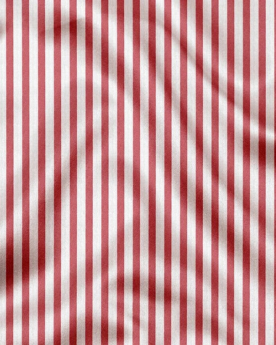Sandalwood Red And Milky White Stripes Oxford Structured Designer Cotton Shirt