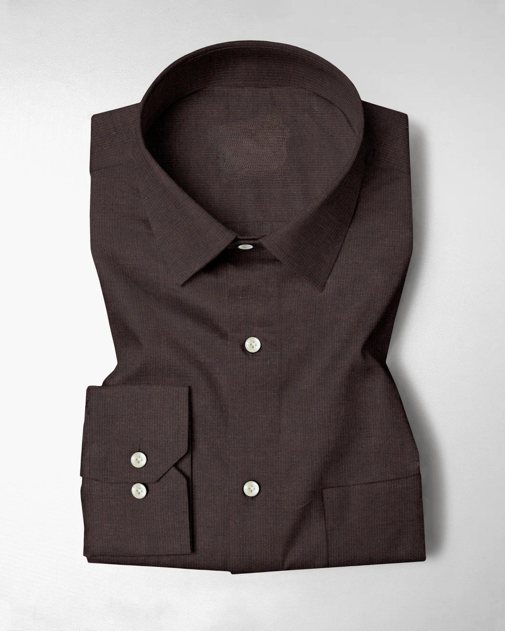Men’s Dark Brown Solid Formal Shirt, Full Sleeve Point Collar Office and Business Casual Wear