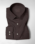 Men’s Dark Brown Solid Formal Shirt, Full Sleeve Point Collar Office and Business Casual Wear