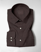 Men’s Dark Brown Solid Formal Shirt, Full Sleeve Point Collar Office and Business Casual Wear