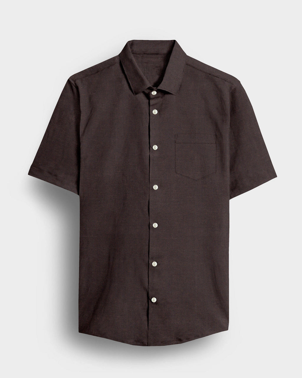 Men’s Dark Brown Solid Formal Shirt, Full Sleeve Point Collar Office and Business Casual Wear