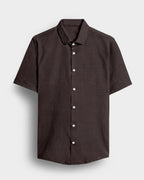 Men’s Dark Brown Solid Formal Shirt, Full Sleeve Point Collar Office and Business Casual Wear