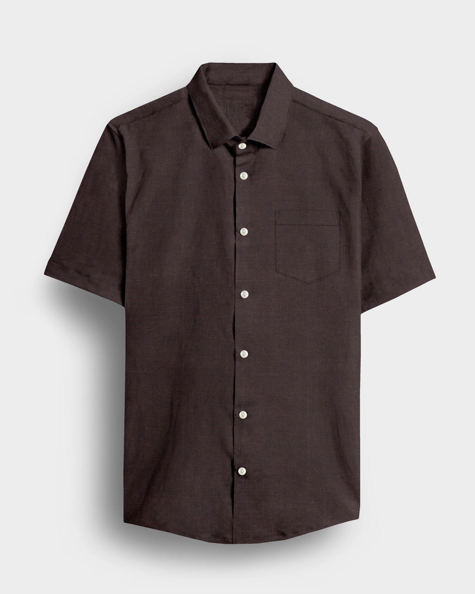 Men’s Dark Brown Solid Formal Shirt, Full Sleeve Point Collar Office and Business Casual Wear