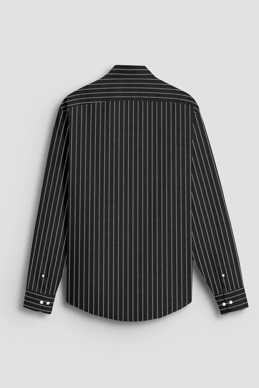 Ebony Black and Snow White Stripes Oxford Cotton Shirt
