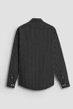 Ebony Black and Snow White Stripes Oxford Cotton Shirt