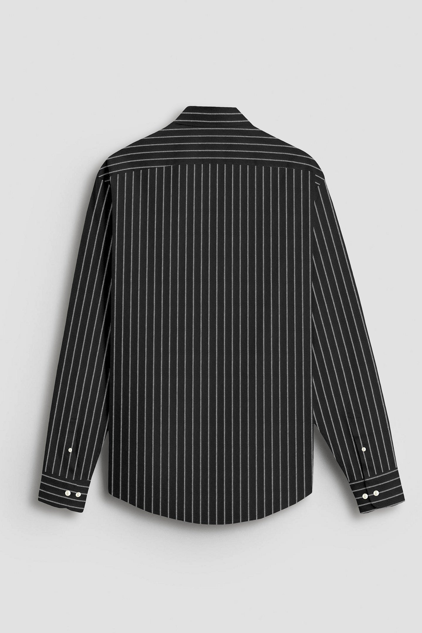 Ebony Black and Snow White Stripes Oxford Cotton Shirt